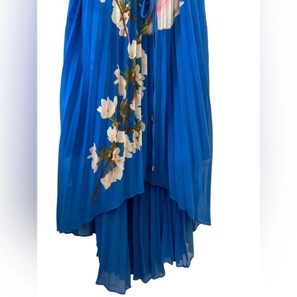 Ted Baker Women's Size 1/ US 4 Blue Floral Melma Harmony Accordion Pleat Dress - Picture 6 of 9